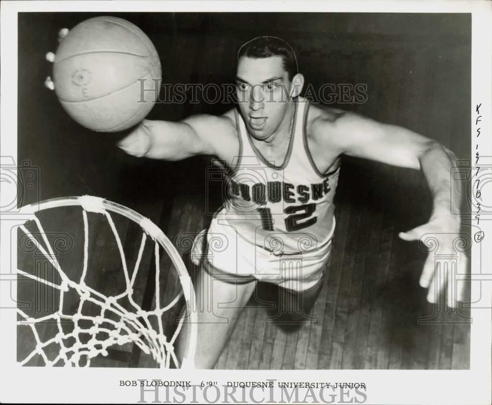 Press Photo Poster painting Duquesne University basketball player Bob Slobodnik - kfx07880