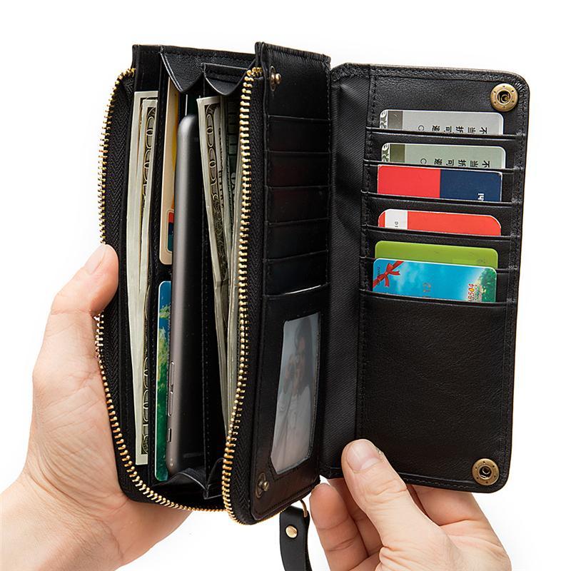 Casual Style Card Slot Currency Pocket Magnetic Closure Soft Leather Wallet