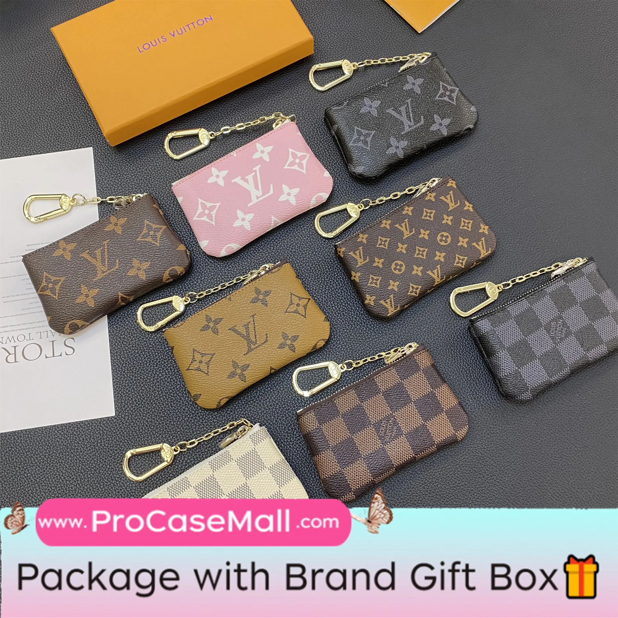 Louis Vuitton Monogram Canvas Leather Coin Purse Checkerboard Wallet