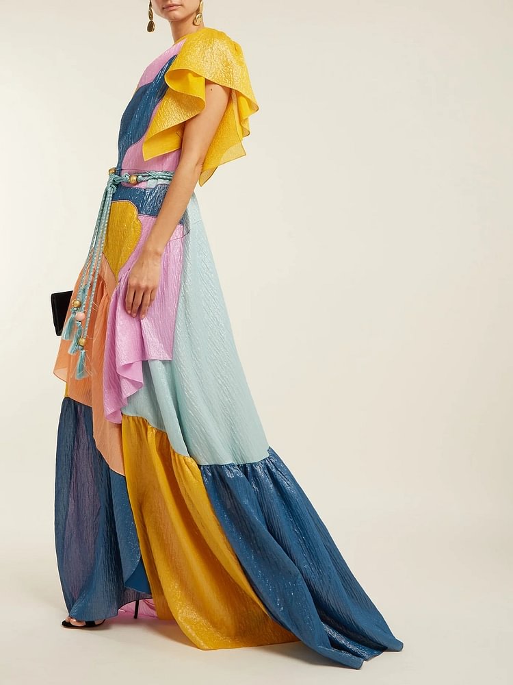 Contrast color swing dress