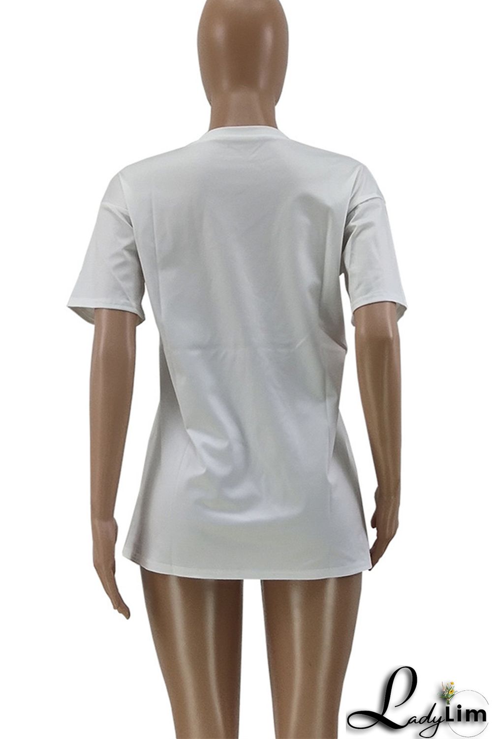 White Fashion Casual Print Basic O Neck T-Shirts