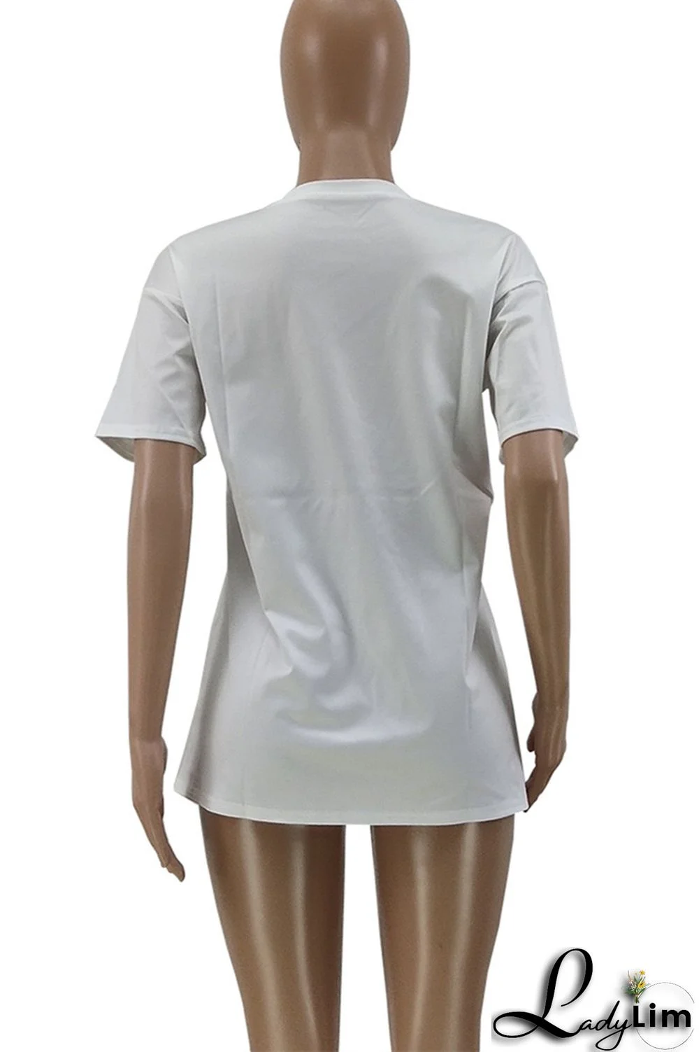 White Fashion Casual Print Basic O Neck T-Shirts