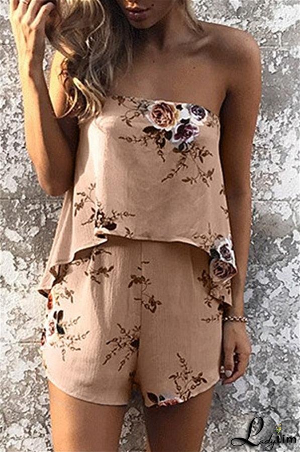 Streetwear Floral Strapless Romper
