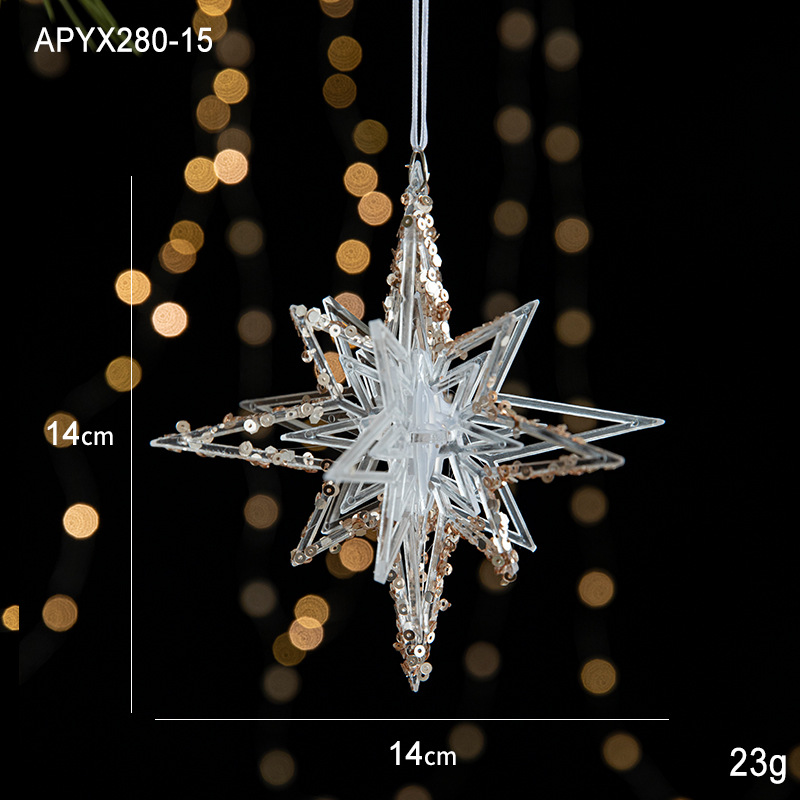 Christmas decorations sequins acrylic pendant transparent snowflake pendant Christmas tree scene layout props-MERUMOTE