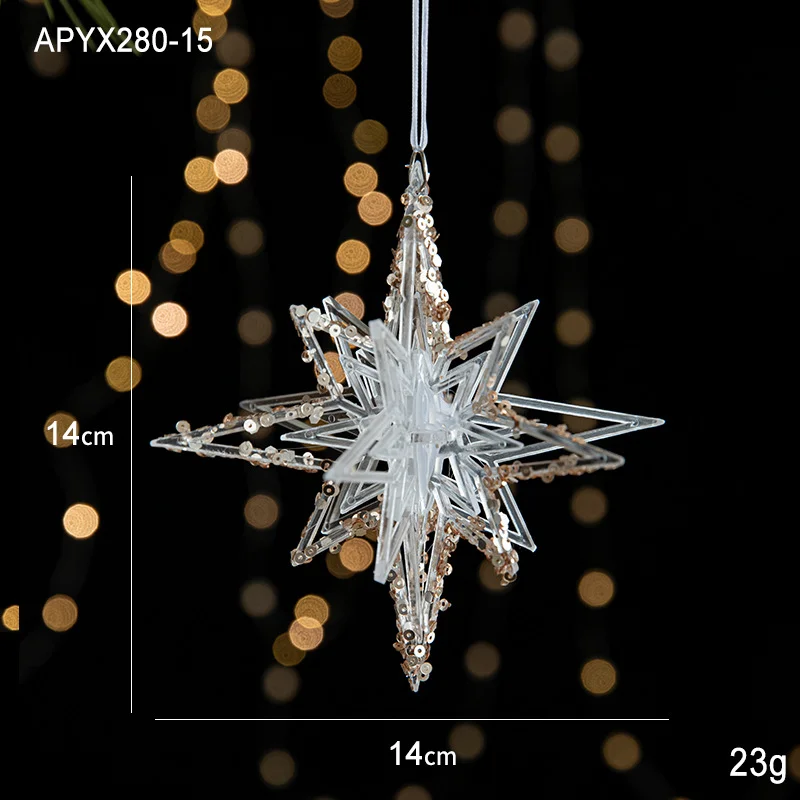 Christmas decorations sequins acrylic pendant transparent snowflake pendant Christmas tree scene layout props-MERUMOTE