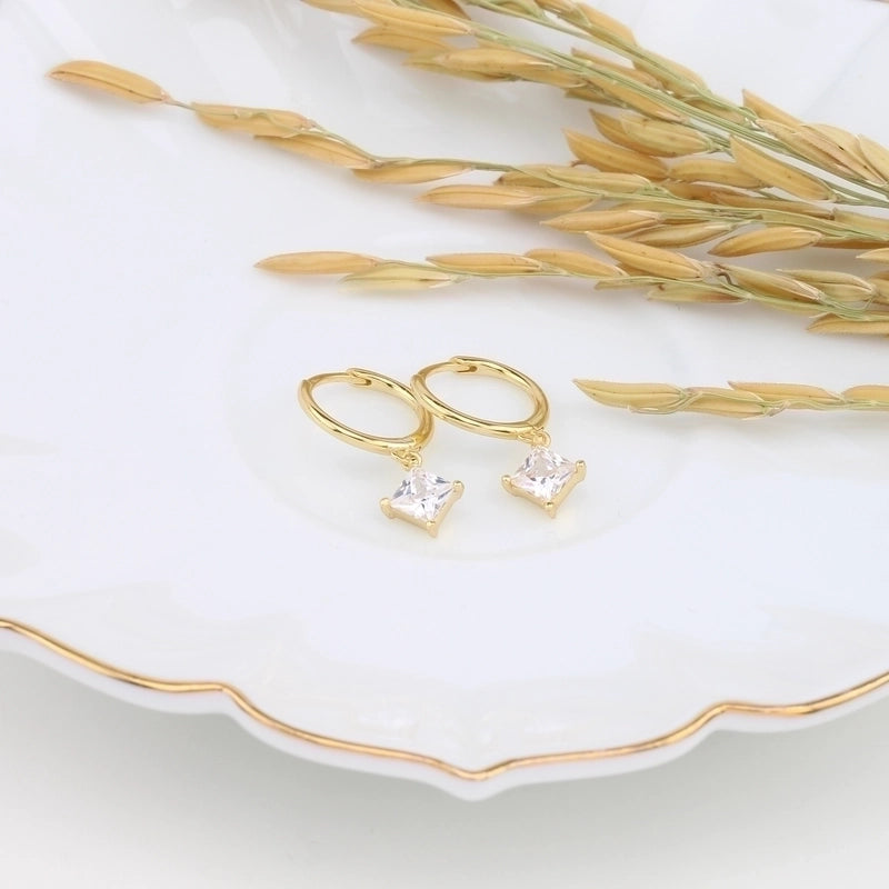 1 Pair 925 Sterling Silver Zircon Star Earrings