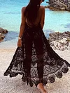 Crochet Carving Backless Condole Belt Maxi Dresses
