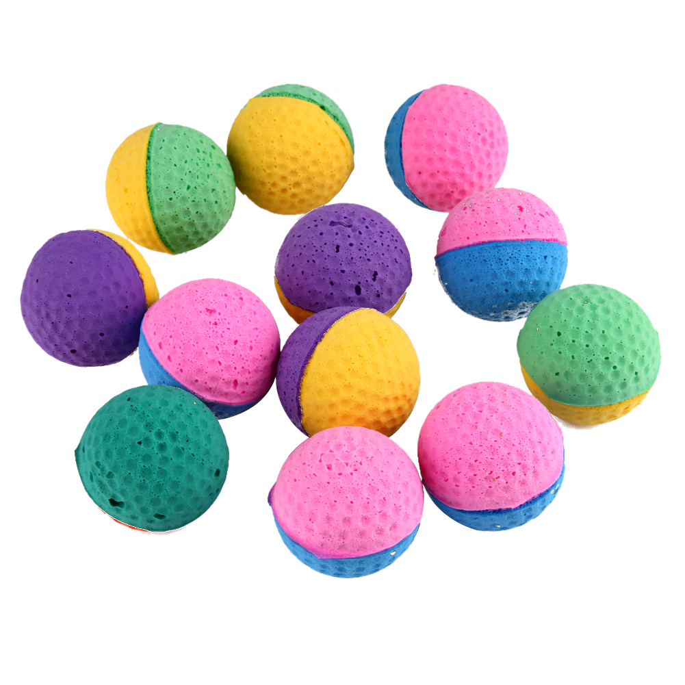 

12pcs Funny Colorful Soft Latex Feathered Ball Toys Pet Cat and Dog Toys, 501 Original