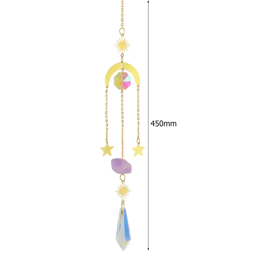 Crystal Wind Chime Star Moon Prism Hanging Pendant Home Garden Decor (E)