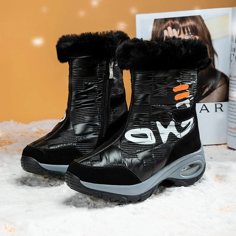 2021 New Winter Waterproof Women Boots Keep Warm Mid-Calf Snow Boots Women Zipper Ankle Boots Outdoor Sneakers Chaussures Femme