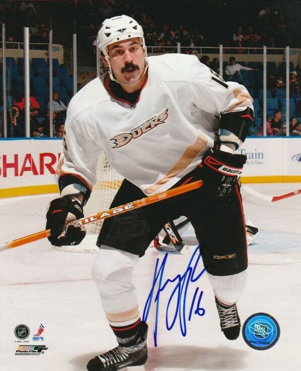 GEORGE PARROS SIGNED ANAHEIM DUCKS 8x10 Photo Poster painting! Autograph