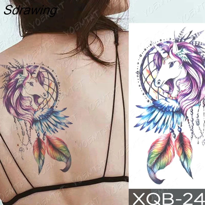 Sdrawing Temporary Tattoo Sticker Rose Snake Flower Tattoos Lace Tiger Dragon Body Art Arm Fake Sleeve Tatoo Women