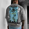 Unisex Oversize Casual Palm Paradise Print Washed T-Shirt by Inlyline