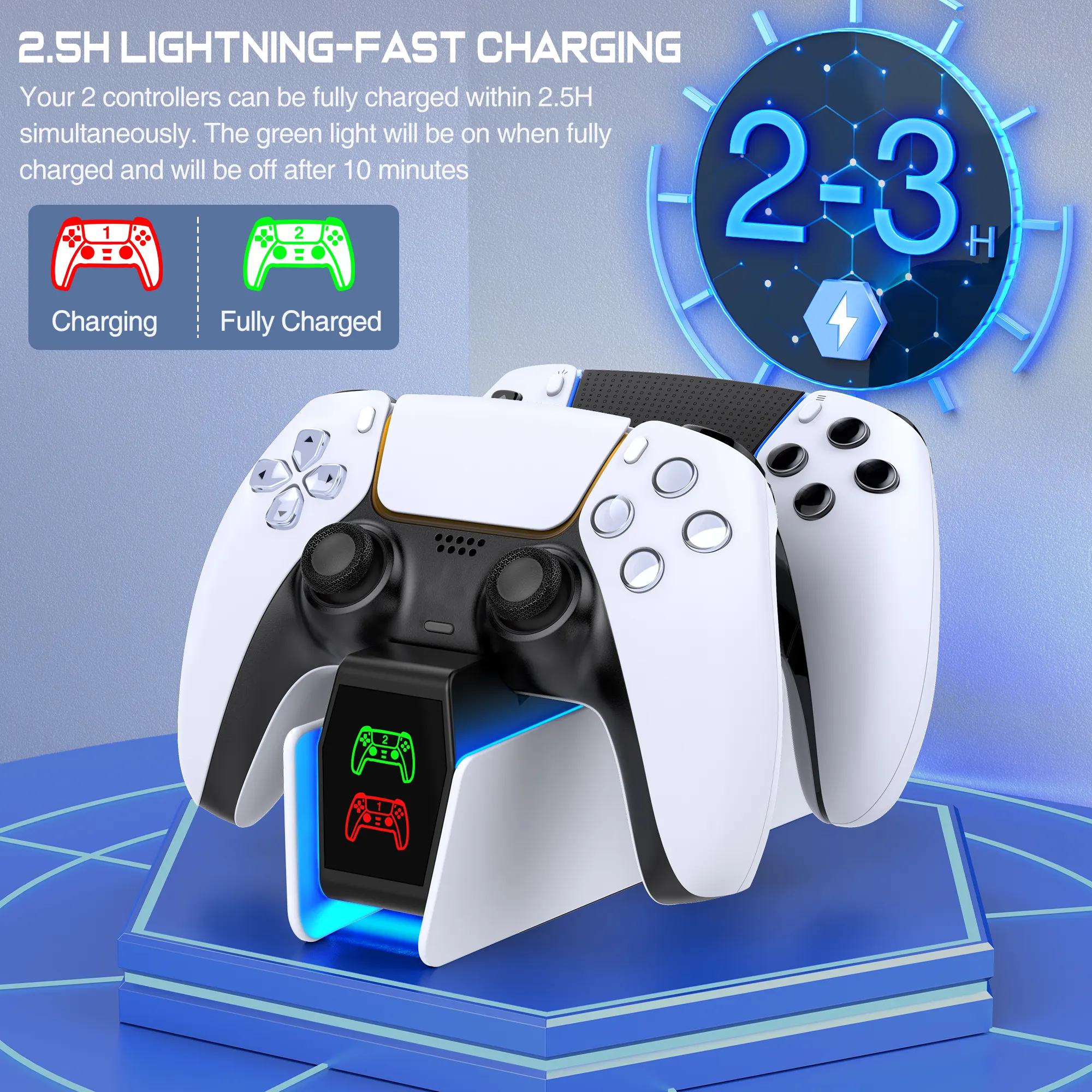 FC304 Controller Charger with RGB Light Dual Stand Charger Dock PS5 ...