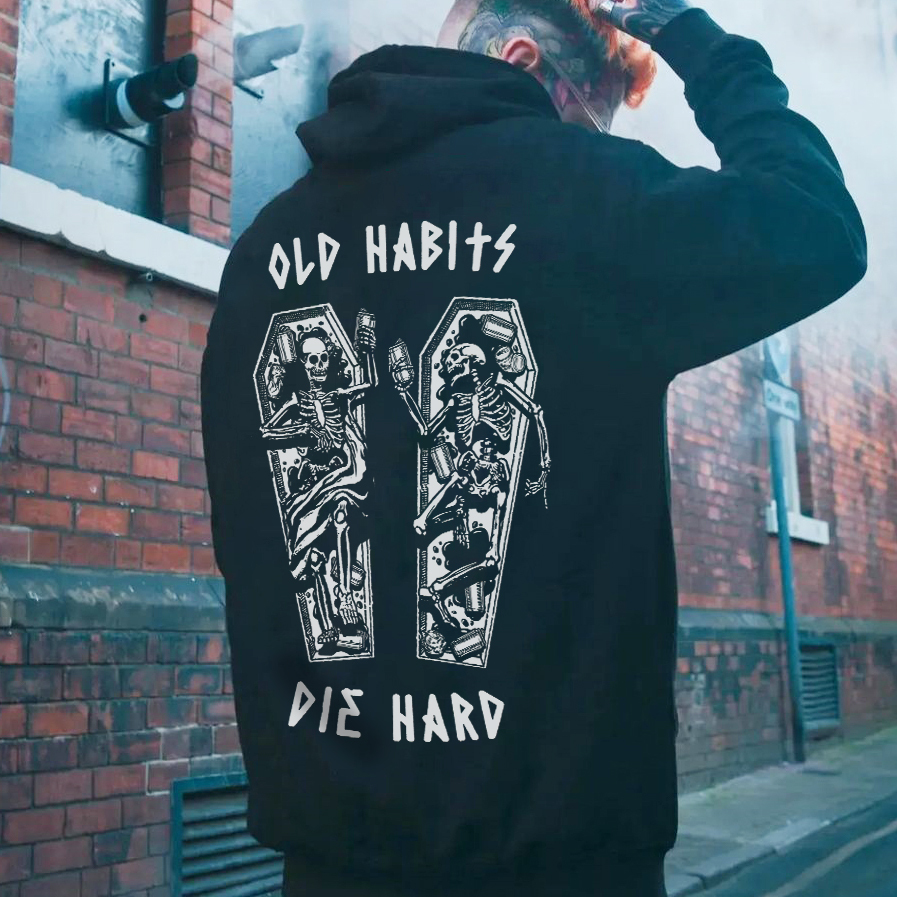 Old Habits Printed Men's Casual Hoodie