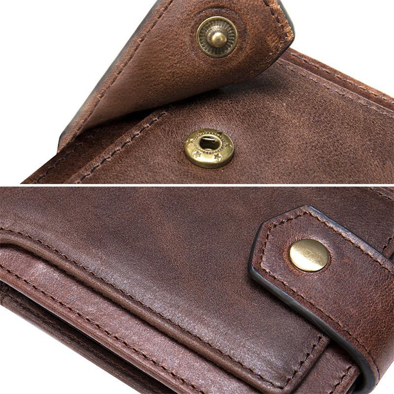 Anti-Scan Genuine Leather Currency Pocket Slip Pocket Coin Slot Lightweight Wallet