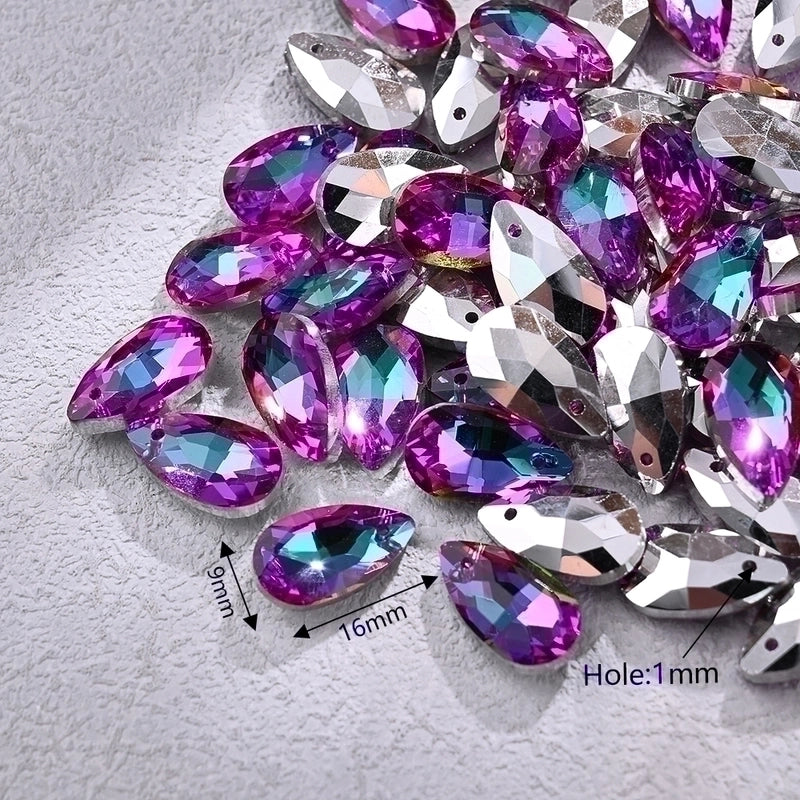 10 PCS/Package 9*16mm Hole 1~1.9mm Glass Electroplate Glass Beads Transparent Glass Beads Water Droplets Transparent Pendant