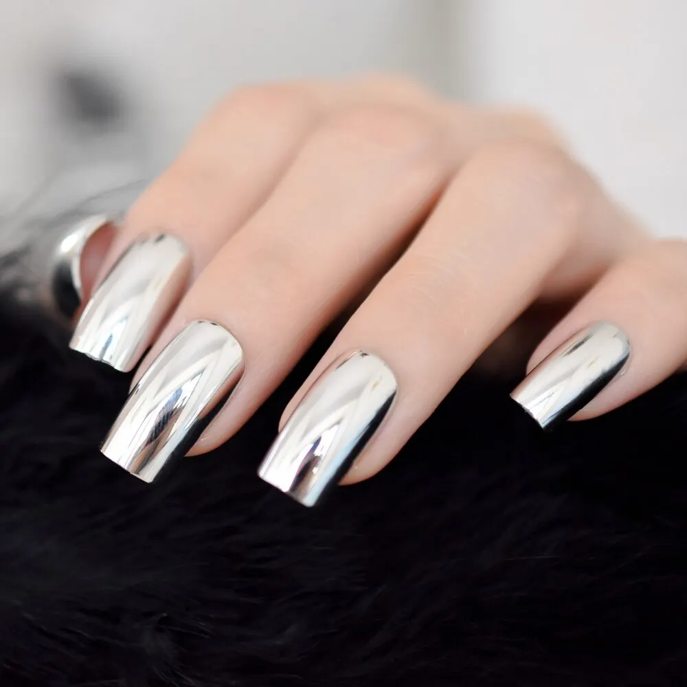 Pink Electroplate Simple Design Medium-Short Nails Almond Full Cover Nails EchiQ Supplies For Professionals Gels Nails Charms-Nail Inspo