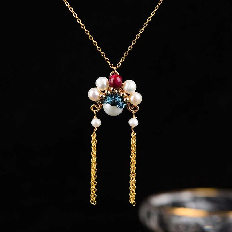 Natural Pearl Blessing Drop Earrings Necklace Ring