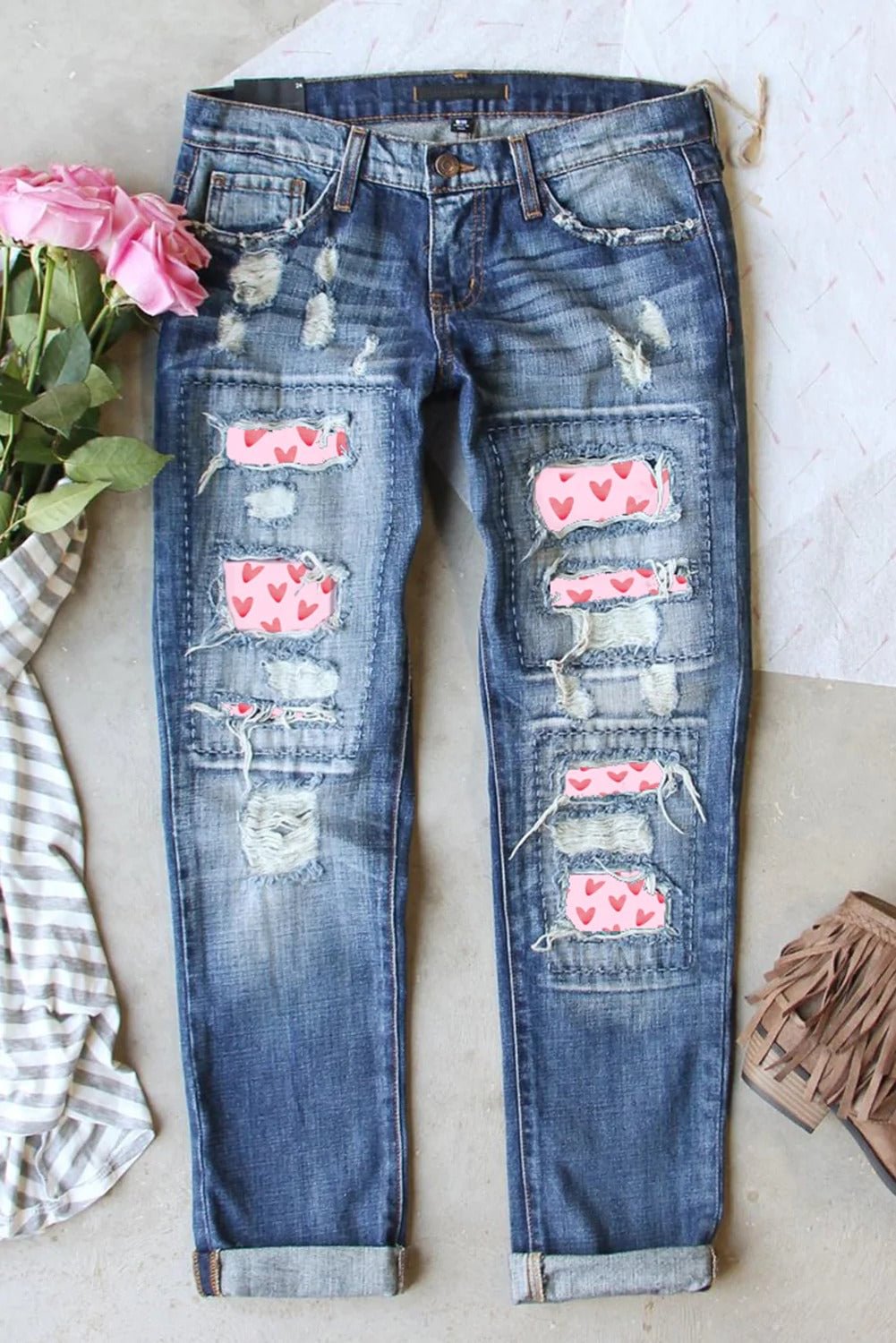 Ombre Pink Leopard Denim Jeans