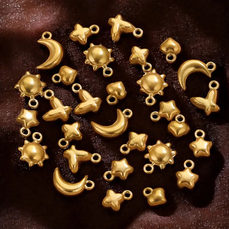 1 Piece Hole 1~1.9mm 304 Stainless Steel Star Moon Pendant Jewelry Accessories