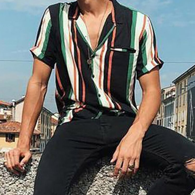 Men's striped loose shirt