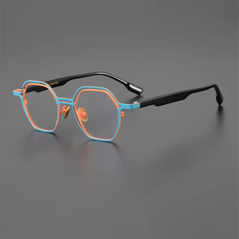 Pure titanium two-color glasses frame women's fashion square frame ...