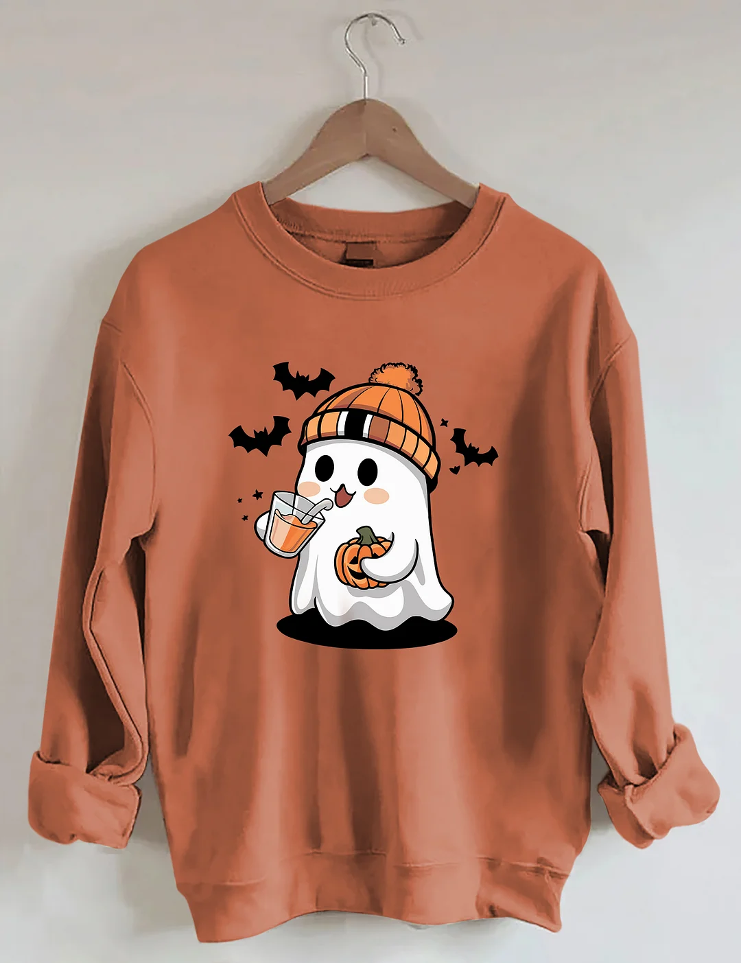 Cute Ghost Drinking Coffee Sweatshirt