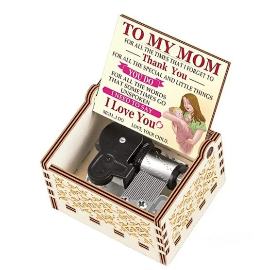 To My Mom  - I Need To Say I Love You - Colorful Wooden Hand Crank Music Box From Daughter to Mom Gift