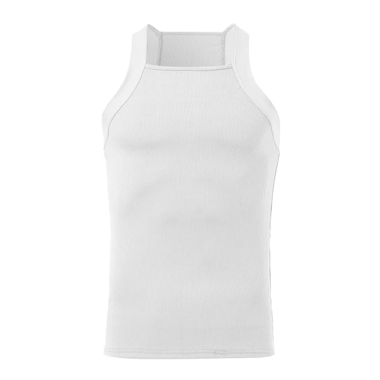 Men Tank Tops Solid Color O-neck Sleeveless Skinny Gym Streetwear Casual Vests at Hiphopee