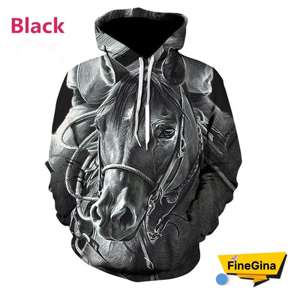 Fashion Sweatshirt Men/Women 3D Horse Print Hoodies Unisex Sweatshirts Streetwear Pullovers Tops XS-5XL Plus Size