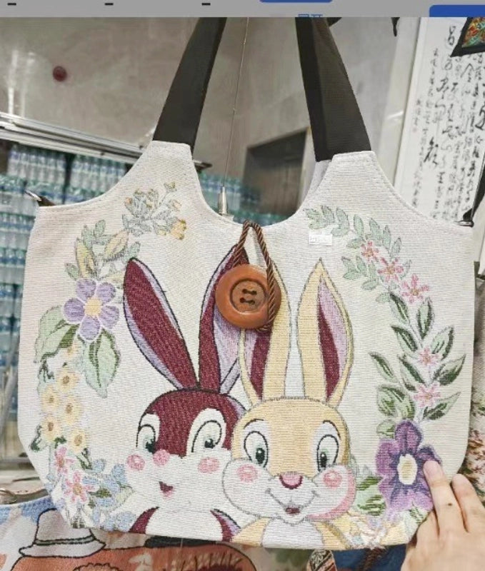 Women’s Large Canvas Elephant Ethnic Style Square Zipper Shoulder Bag