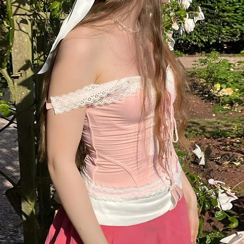 Brownm Lace Up Corset Top