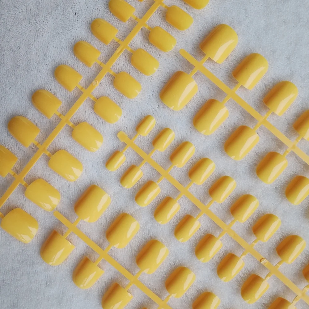 4 Sets/lot Mixed Colors False Nail Tips Short Full Cover Square Fake Nails Comfortable Multicolor Press On Nails Nail DIY-Nail Inspo