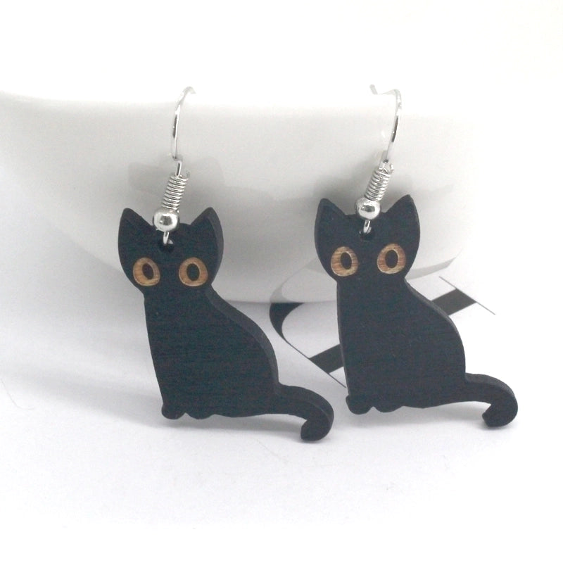 Minimalist Cat Resin Drop Earrings