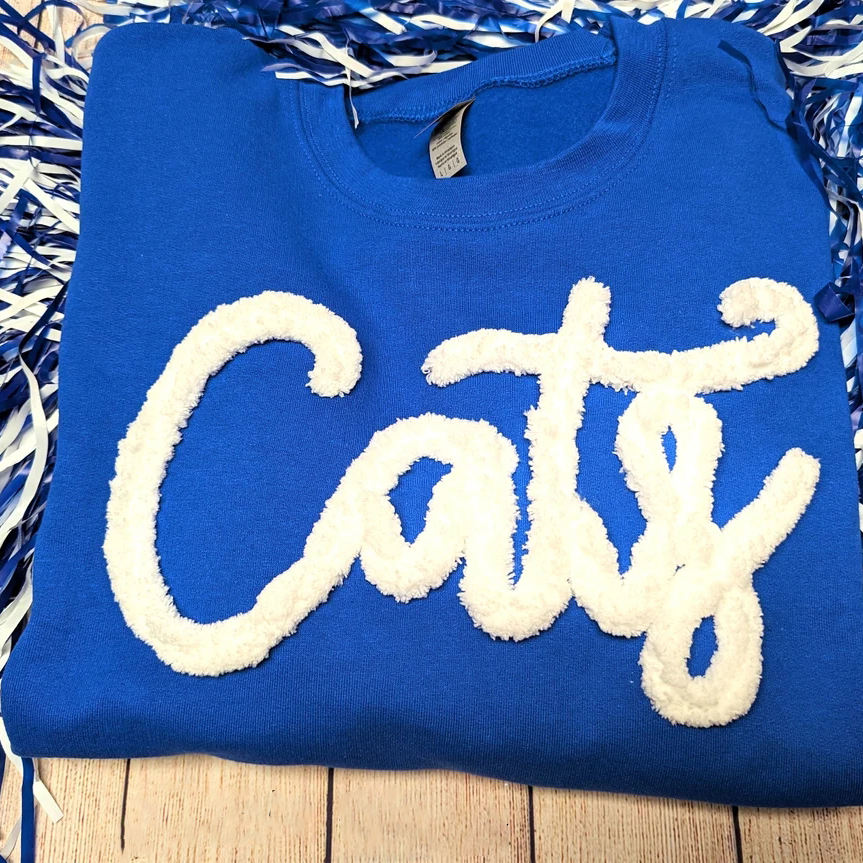 LUCKY Cheniille Embroidered Striped  Sweatshirt