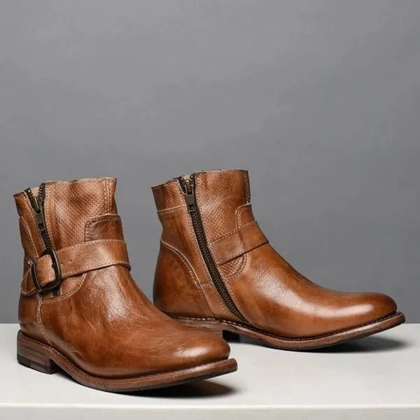 Fashion Zipper Low Heel Martin Boots | EGEMISS
