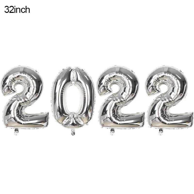 2022 Happy New Year Gold Number Foil Balloons Paper Banner Navidad New Year Eve Christmas Party Decoration Cupcake Toppers