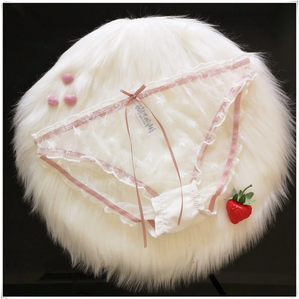 Women Sexy Lace Lingerie Temptation Low-waist Panties Star Pattern Underpants Female Transparent Hollow Out Briefs Underwear