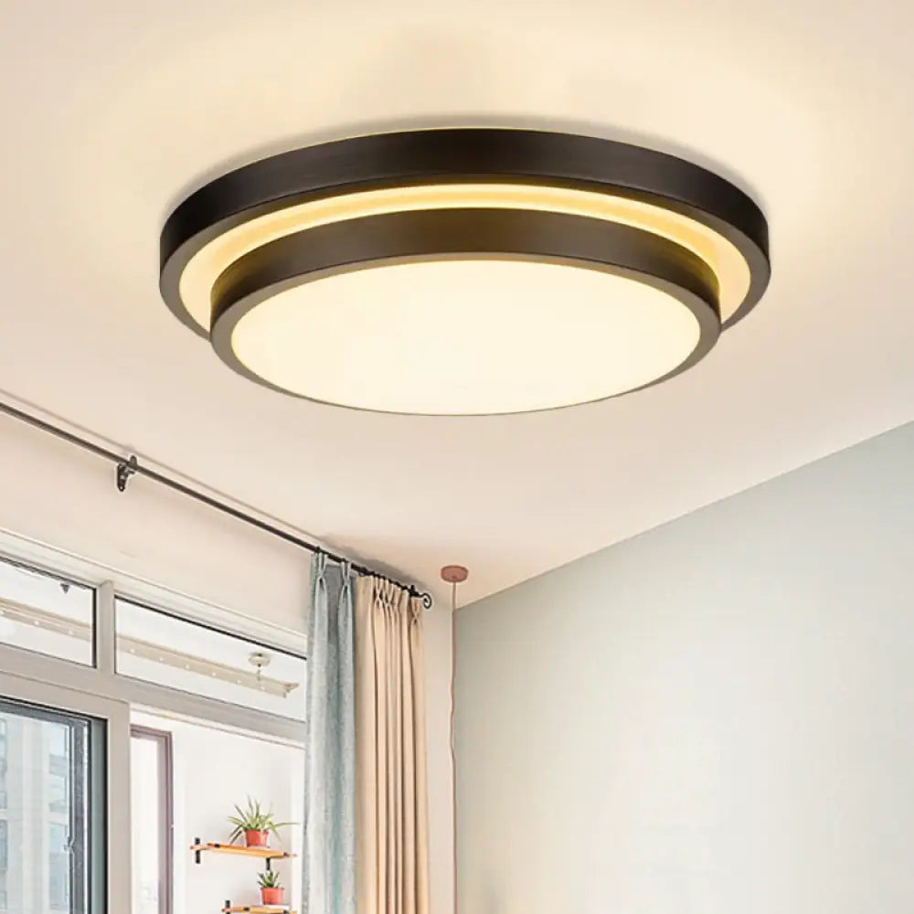 Vintage Dual - Layered Iron Led Ceiling Light In Black For Living Room - 11&rsquo;/16&rsquo;/19.5&rsquo; W / 11&rsquo;