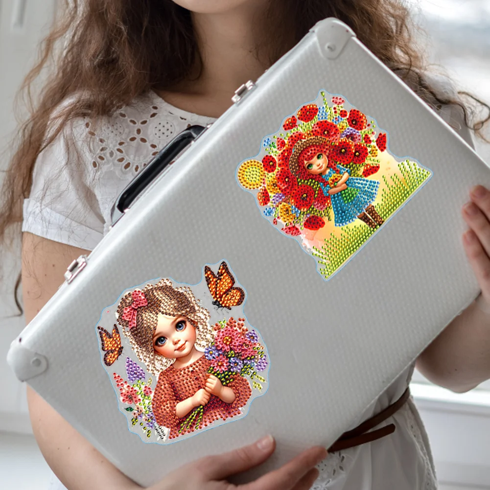 8Pcs 5D Diamond Painting Sticker Kit Diamond Art Stickers for Adults (Girl)
