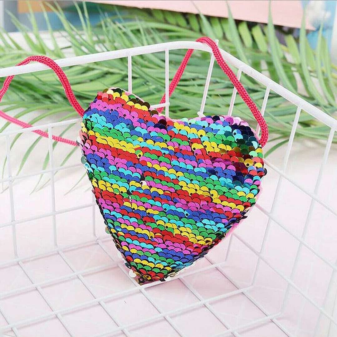2019 Baby Accessories Ladies Girls Heart Coin Purse Bag Cute Sequins Small Tote Fashion Handbag Purse Kids Props Gifts