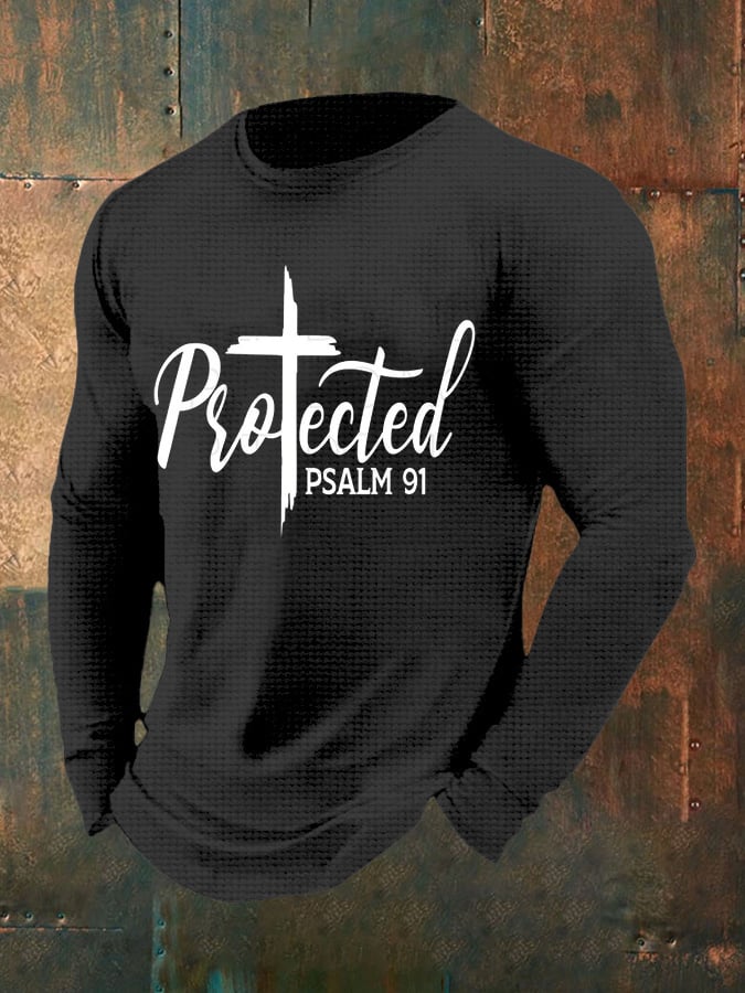 Men's Protected Psalm 91 Print Long Sleeve Top