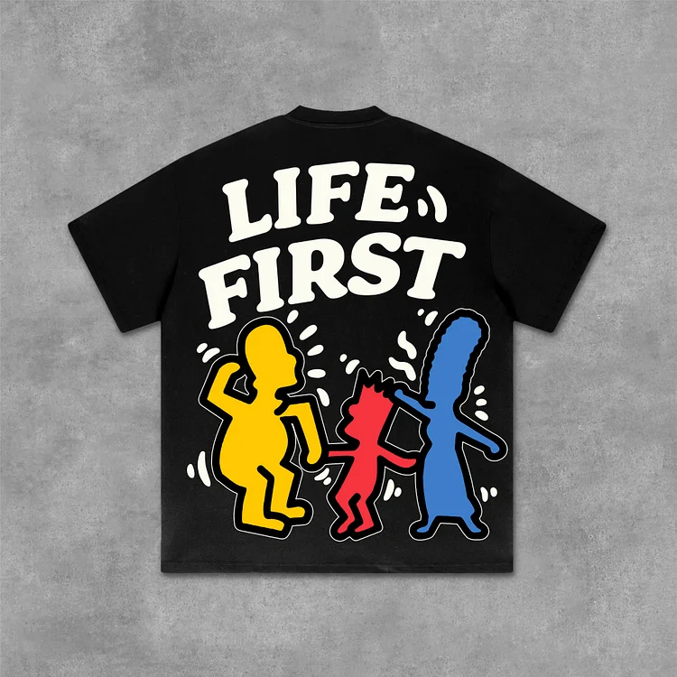 Life First Graffiti Flat Graphic Cotton T-Shirt SOPULA