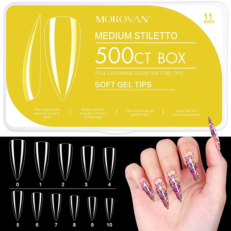 500Pcs Clear Almond Nail Tips