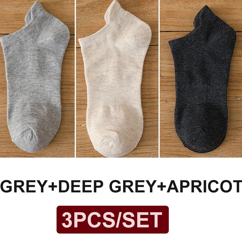 FINETOO 3 Pairs/Set Cotton Men's Socks Harajuku Boat Socks Lift Up Solid Colors Man Sock Sox  Male Invisible Short 38-44 Socks