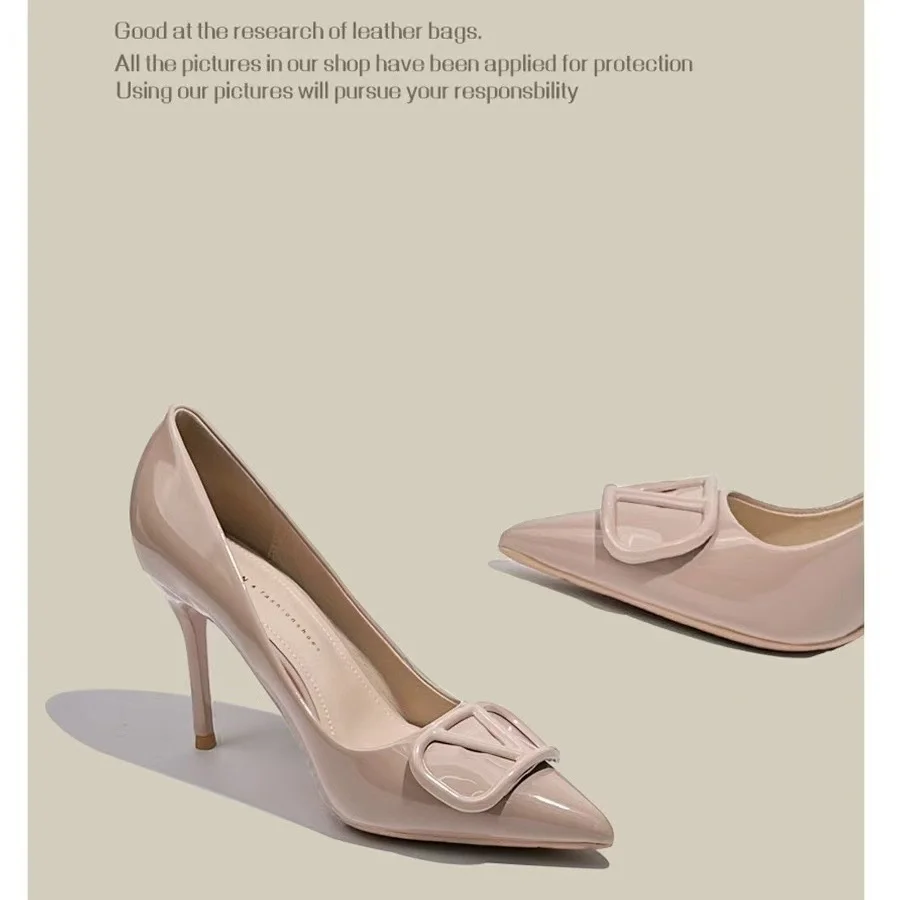 Breakj Breakj Mother Temperament Of The Same Temperament Naked High-Heeled Women 2025 New Design Sense Of Small French V Buckle Tip