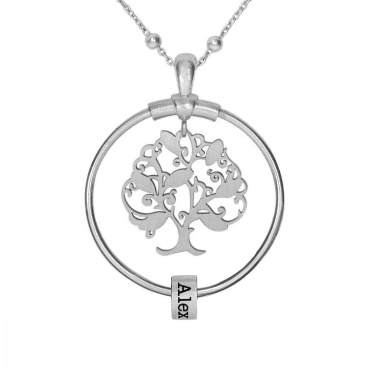 Custom Family Tree Name Necklace with 1 Bead Family Necklace For Mother