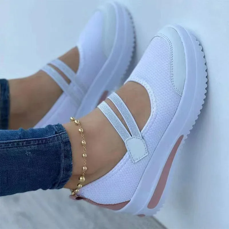 Qengg 2022 Shoes of Women Wedge Platform Sneakers Mesh Breathable Casual Vulcanized Shoes Female Non Slip Light Walking Shoes