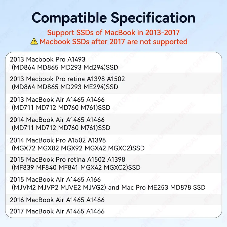 JEYI For MacBook Air/Pro 2013-2017 SSD Aluminum Hard Drive
